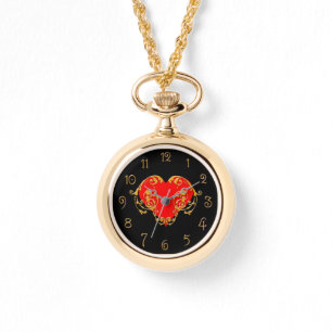 Bold Romantic Valentine Red Goth Heart Armbanduhr