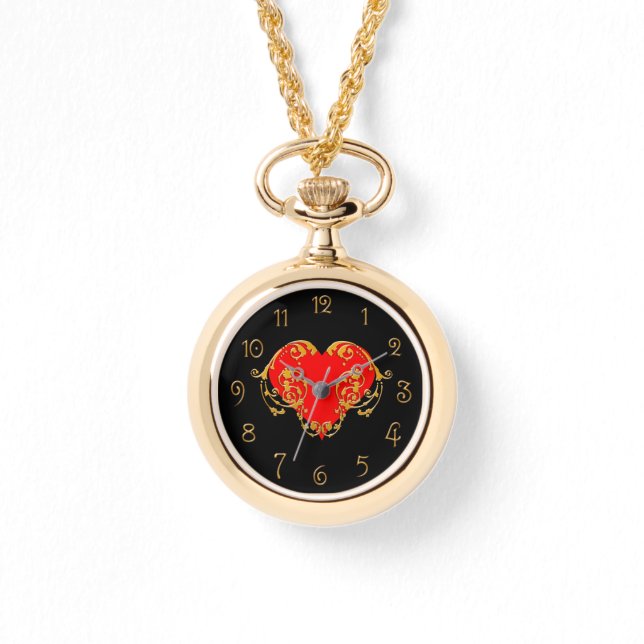Bold Romantic Valentine Red Goth Heart Armbanduhr (Vorderseite)