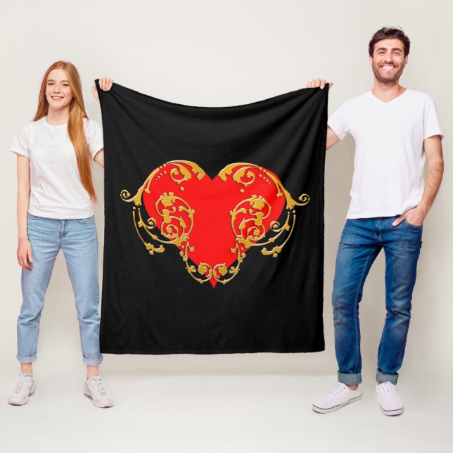 Bold Romantic Valentine Red Goth Heart Fleecedecke (Beispiel)