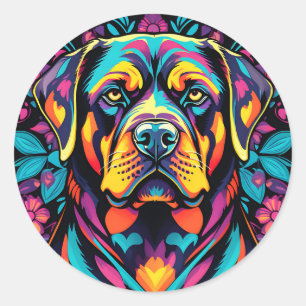 Bold Rottweiler Dog Vibrant Runder Aufkleber