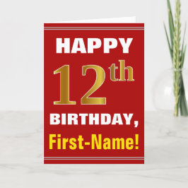 Bold, Rouge, Faux Gold 12e anniversaire avec carte