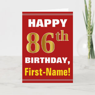 Bold, Rouge, Faux Gold 86e anniversaire avec carte