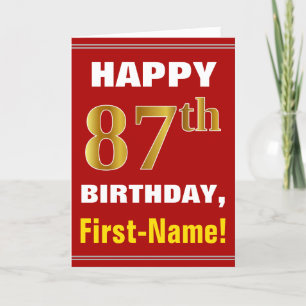 Bold, Rouge, Faux Gold 87e anniversaire avec carte