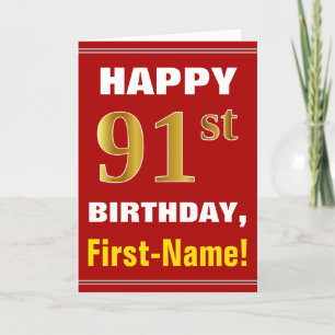 Bold, Rouge, Faux Gold 91e anniversaire avec carte