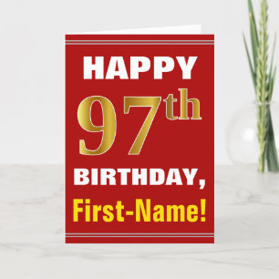 Bold, Rouge, Faux Gold 97e anniversaire avec carte