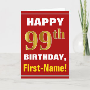 Bold, Rouge, Faux Gold 99e anniversaire avec carte