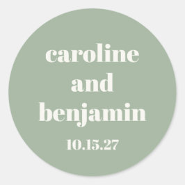 Bold Sage Green Chic Moderne Hochzeit Custom Runder Aufkleber