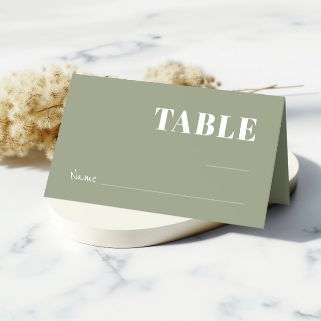 Bold Sage Green Minimalistisch Wedding Guest Platzkarte (Von Creator hochgeladen)