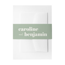 Bold Sage Green Modern Names Wedding Invitation Einladungsbanderole