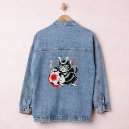 Bold Samurai Cat Jackets for Women Jeansjacke
