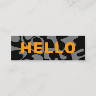 Bold Schriftart Groovy Black Gray Orange Mini Visitenkarte