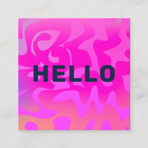 Bold Schriftart Groovy Navy Hallo Hot Pink Bright  Quadratische Visitenkarte