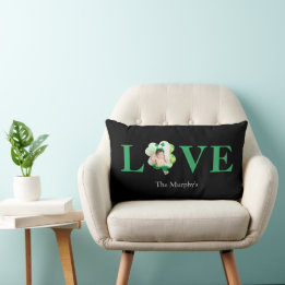 Bold Schriftart Liebe Foto Kleeblatt St. Patrick's Lendenkissen