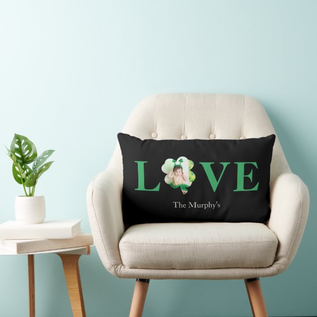 Bold Schriftart Liebe Foto Kleeblatt St. Patrick's Lendenkissen (Stuhl )