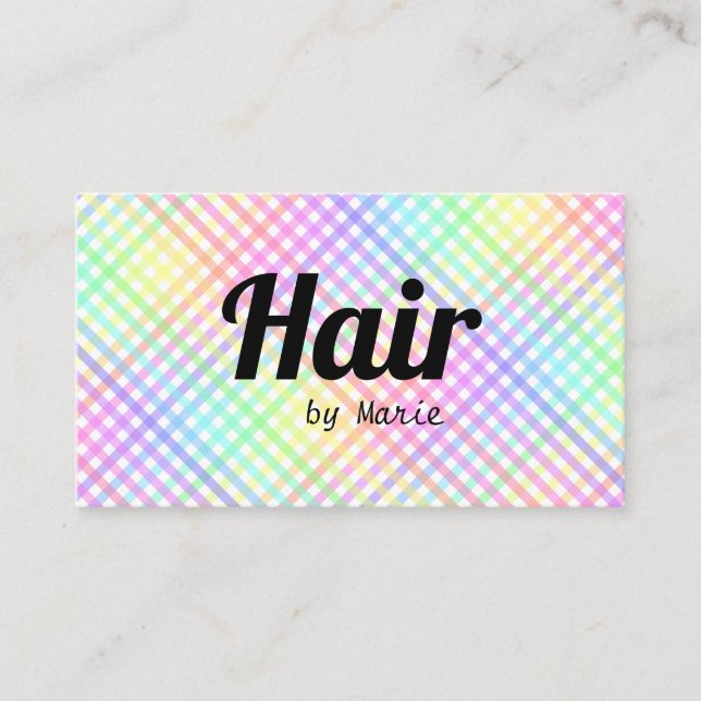 Bold Schriftart Trendy Pastel Rainbow Kariert Fris Visitenkarte (Vorderseite)