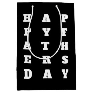 Bold Schwarz-weiß Typografy Happy Vathers Day Mittlere Geschenktüte