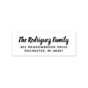 Bold Script Family Name Moderne Rücksendeadresse Gummistempel