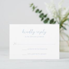 Bold Script Powder Blue Elegant Wedding RSVP Karte