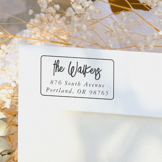 Bold Script Rectangle Frame Return Address Permastempel (Von Creator hochgeladen)