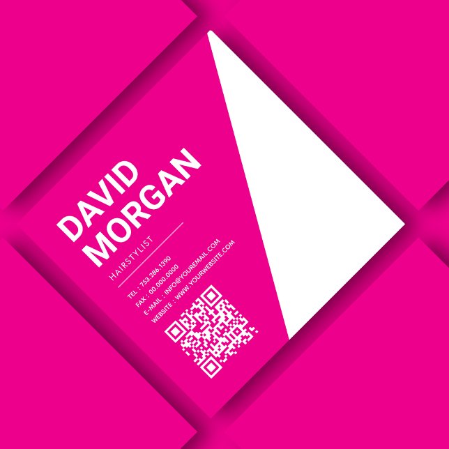 Bold Script Typografy Hot Pink Qr Code Quadratische Visitenkarte (Von Creator hochgeladen)