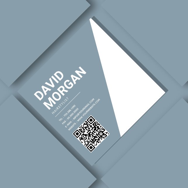 Bold Script Typografy Qr Code Dusty Blue Quadratische Visitenkarte (Von Creator hochgeladen)