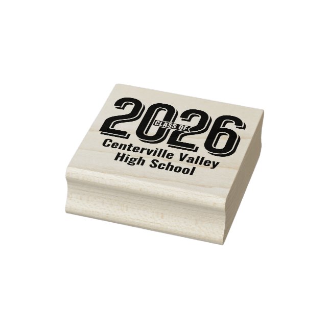 Bold Shadowed Numbers Class of 2026 Gummistempel (Stempel)