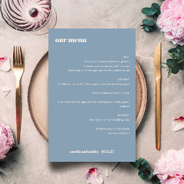 Bold Simple Dusty Blue Simple Custom Wedding Menu