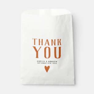 Bold Simple Orange Heart Gastgeschenk Hochzeit Geschenktütchen