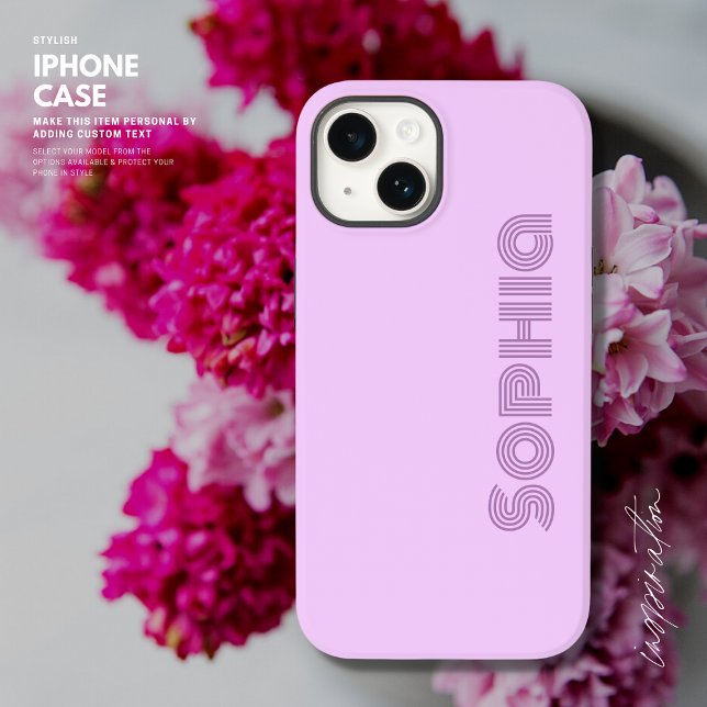 Bold Simple Retro Lilac Lavender Monogramm Name Case-Mate iPhone 14 Hülle (Von Creator hochgeladen)
