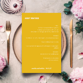 Bold Simple Yellow Simple Custom Wedding Menu