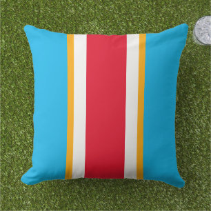 Bold Sky Blue Bright Red White Strips Kissen