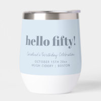 Bold Soft Blue Moderne Anniversaire 50 Ans Personn