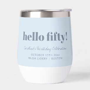 Bold Soft Blue Moderne Anniversaire 50 Ans Personn
