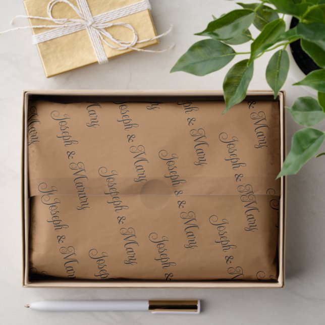 Bold Sophisticated Copper & Black Script Wedding Seidenpapier (Geschenk)