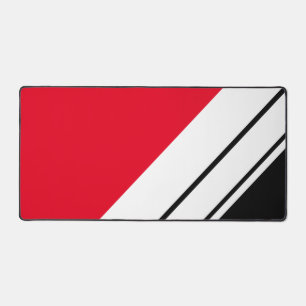 Bold Sporty Bright Red Schwarz-weiß Racing Stripes Schreibtischunterlage