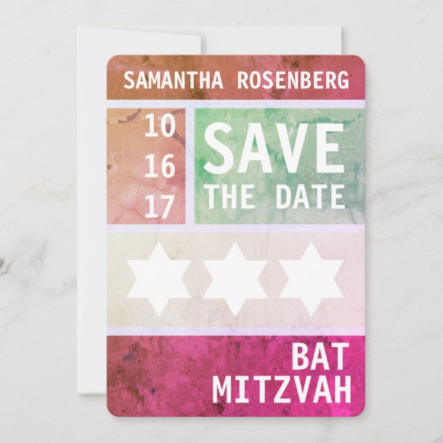 Bold Star von David Bat Mitzvah Save the Date (Vorderseite)