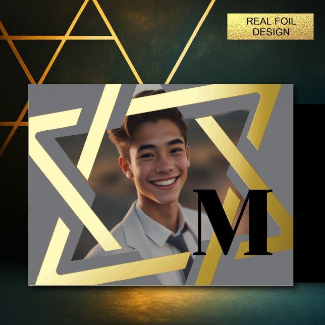 Bold Star von David Foto Danke Monogram Folieneinladung (Von Creator hochgeladen)