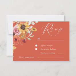 Bold Summer Floral Modern Wedding RSVP Karte