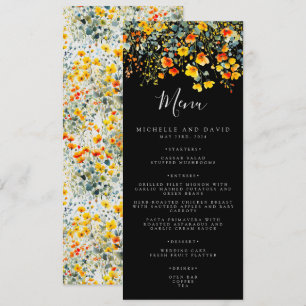 Bold Summer Floral Wedding Menükarte