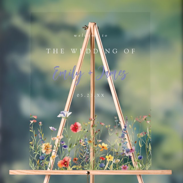 Bold Summer Wildflower Wedding Welcome Acrylschild (Neutral)