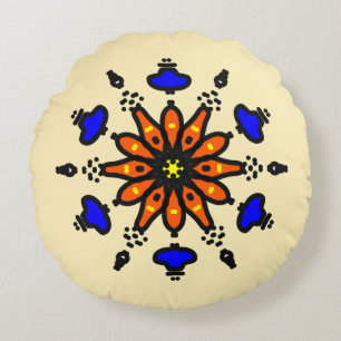 Bold Sun Mandala Rundes Kissen