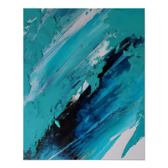 Bold Teal Blue Abstract Energy Flow Poster (Vorderseite)