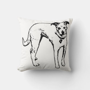 Bold Terrier Mix Portrait Throw Kissen