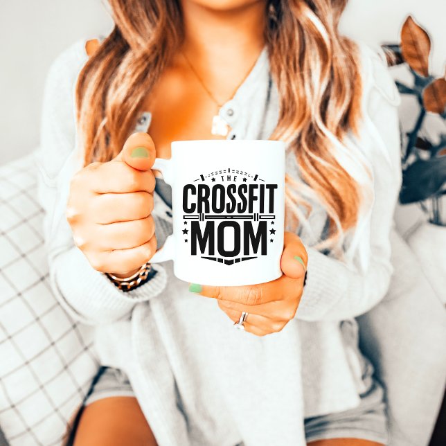 Bold "The CrossFit Mom" Barbell Mug (Créateur téléchargé)