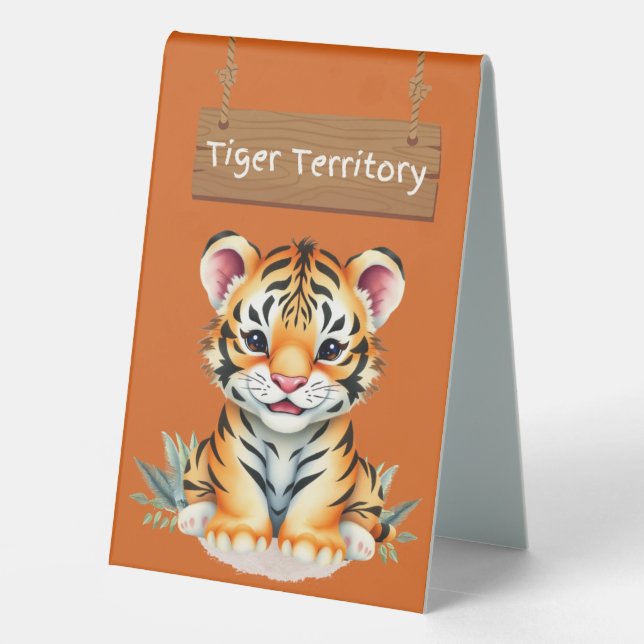Bold Tiger Territory Table Sign - Jungle Safari Th Tischaufsteller (Rückseite)