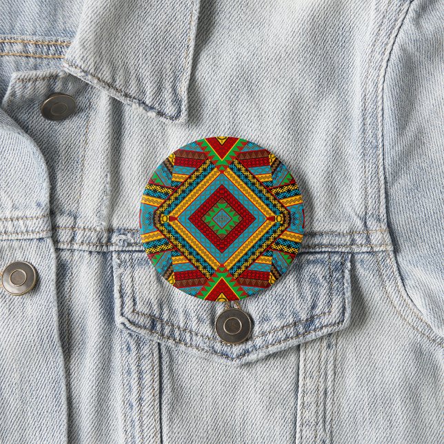 Bold Tribal Geometric Muster farbenfroh Ethnic Boh Button (Von Creator hochgeladen)