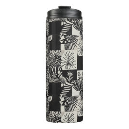 Bold Tropical Monochrome Floral Pattern Thermosbecher