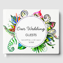 Bold Tropical Palm Leaf Wreath Wedding Monogram