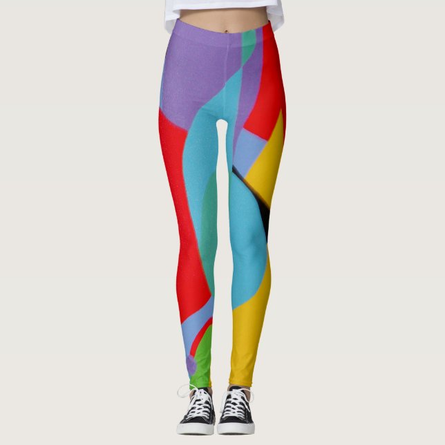 Bold Turquoise Purple Pattern Leggings (Vorderseite)