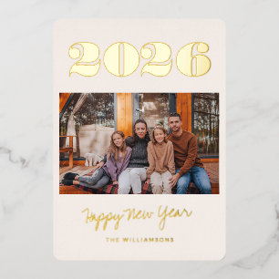 Bold Two Foto 2025 New Year Glam Stilvoll Gold Folien Feiertagskarte